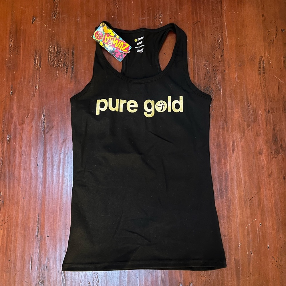 ⭐️ 3/$30 VINTAGE NWT Zumba Pure Gold Instructor Racerback Tank